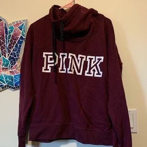 PINK Maroon Cowl Neck Hoodie